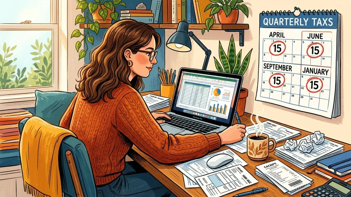 Freelancer calendar marked with four 2026 quarterly tax deadlines