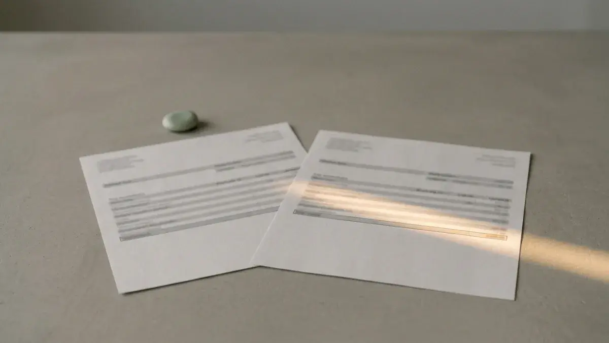 Two pay stubs side by side with one deduction line different between them