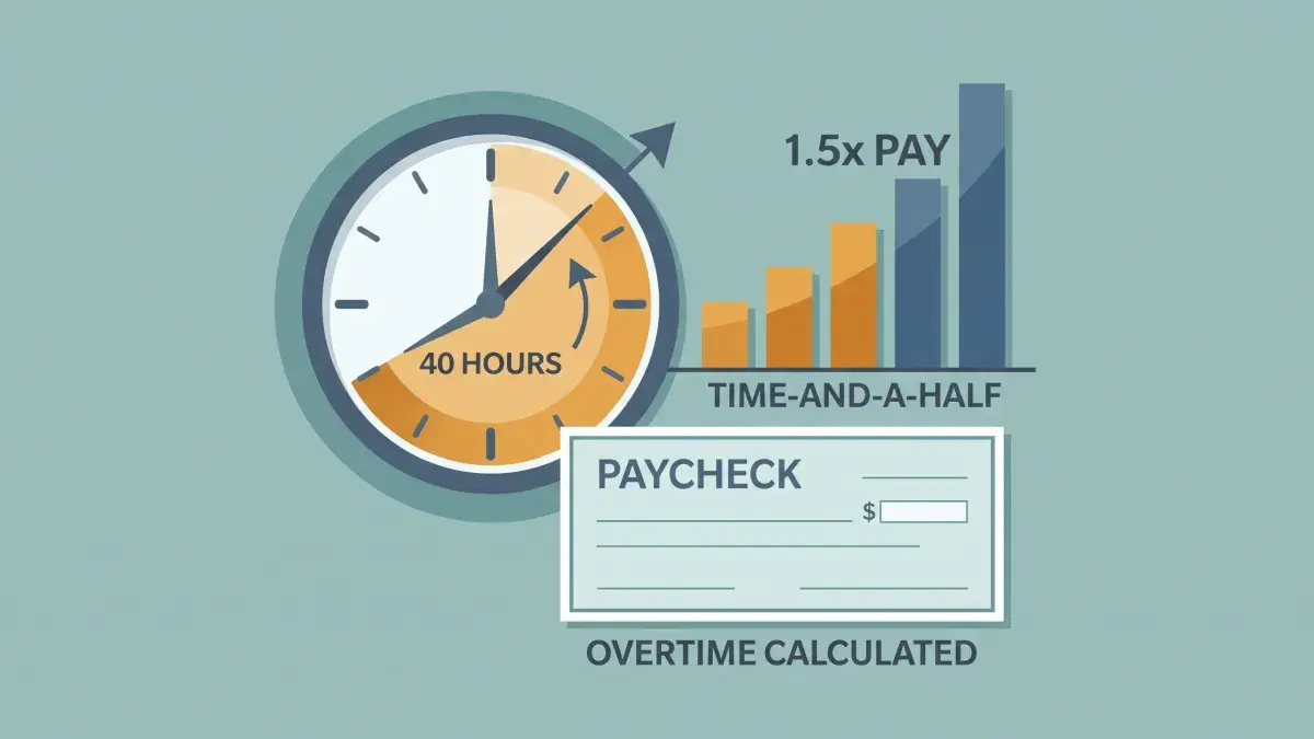 Clock passing the 40-hour mark with a rising time-and-a-half pay bar