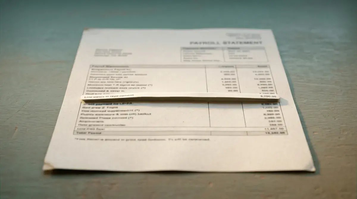 A pay stub with a non-cash benefit line highlighted